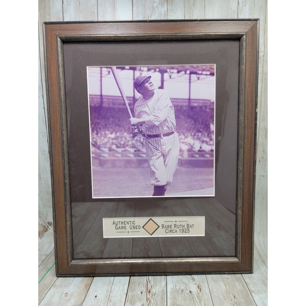 Baby Ruth NY Yankees 8 x 8 Framed Picture & Authentic Game Used Bat Circa 1925